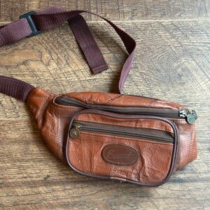 Vintage Brown Leather Waist Bag Fanny Pack